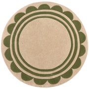 Ručne všívaný kusový koberec Lois Scallop Green kruh, 120x120 (priemer) kruh, zelená, chodba / predsieň, Flair Rugs