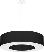 Závesné svietidlo Saturno, 1x čierne textilné tienidlo, (biely plast), (fi 70 cm)