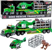 LEAN Toys Súprava nákladných vozidiel Helikoptéra v klietke so svetovými zvukmi dinosaurov Zelená