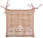 Hnedý podsedák s perníkovými chalúpkami Gingerbread Bliss - 40*40*4 cm