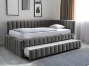Čalúnená posteľ COMFINO VELVET s prístelkou 120x200 cm sivá