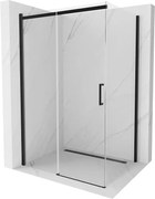 Mexen Omega, sprchovací kút s posuvnými dverami 100 (dvere) x 80 (stena) cm, 8mm sklo, čierny profil-číre sklo, 825-100-080-70-00
