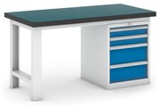 Pracovný stôl do dielne GB so zásuvkovým boxom na náradie, 4 zásuvky, 1500 mm