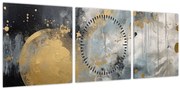 Obraz - Abstrakcia so zlatou guľou (s hodinami) (90x30 cm)