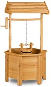 Drevená dekoratívna studňa s vedierkom a kľukou Relaxdays RD20755 – výška 82 cm
