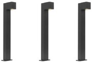 Sada 3 inteligentných vonkajších stojacích lámp čierna 65 cm IP44 Vrátane Zigbee GU10 - Baleno