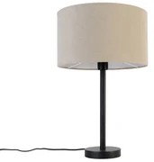 Moderná stolná lampa čierna s tienidlom z boucle svetlohnedej 35 cm - Simplo