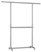 Stojan na oblečenie dvojstupňový JASON 93x49x113-198cm, strieborná SongmicsHome