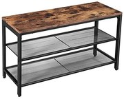 Lavica na topánky, industriálny dizajn, 2 mriežkové police, 90kg, 44,5x80x30cm