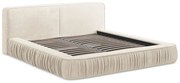 Krémová čalúnená dvojlôžková posteľ s úložným priestorom s roštom 160x200 cm Keoni – Makamii