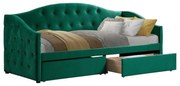 Tempo Kondela Posteľ s úložným priestorom, 90x200, zelená Velvet látka, ZASKA