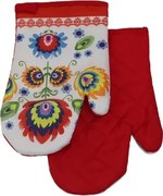 Kuchynské rukavice (2 ks) Folk, červená%