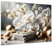 Obraz - Orchidea a zlaté gule (70x50 cm)