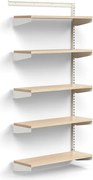 Nástenný regál RELY, prídavná sekcia, laminátové police, 1800x900x300 mm, biela/dub