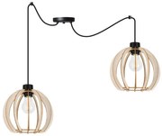 Závesné svietidlo Timber Spider 9, 2x drevené tienidlo