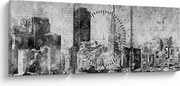Obraz - Coffee art city (s hodinami) (90x30 cm)