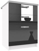 Kuchynská skrinka Belini spodná so zásuvkami 60 cm čierny lesk s pracovnou doskou  INF SDSZ60/1/WT/B/0/D