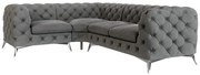 Sivá zamatová rohová pohovka (ľavý roh/do L) Chelsea – Ropez