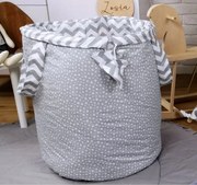 Detský kôš na hračky STARS - cik-cak šedý