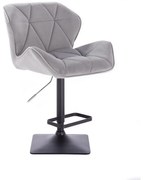 LuxuryForm DESIGN Barová stolička MILANO VELUR na čiernej hranatej podstave - svetlo šedá