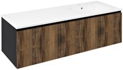 Sapho Sapho, LOREA skrinka s umývadlom 141x46x51,5cm (70+70cm), pravá, dub collingwood/čierna matná, LE070-1935-R-06