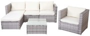Polyratanová záhradná súprava Brescia - sivá, krémové vankúše