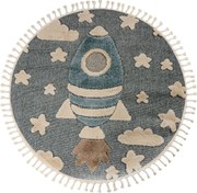 Detský kusový koberec My Fano 391 Spac kruh, 133x133 (priemer) kruh, modrá, detská izba, Obsession