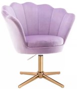 LuxuryForm DESIGN Kreslo FREY VELUR na zlatom kríži - levanduľa