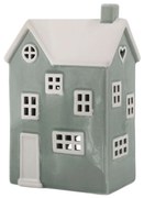 Zelený antik keramický domček na sviečku Chamonix - 13*9*21cm