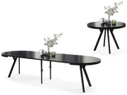 EXPANSO Čierny mat / čierne nohy - VEĽKÝ OKRÚHLY STÔL Ø110 ROZKLADACÍ AŽ DO 310 cm S NOHAMI Y LOFTOVÝ / INDUSTRIÁLNY