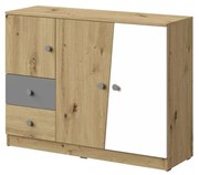 Komoda Seraphina WK7 (dub artisan + biela + sivá). Vlastná spoľahlivá doprava až k Vám domov. 1122573