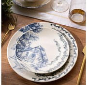 Jedálenská súprava 24 ks, biela/modrá, porcelán