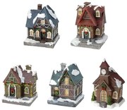 Set vianočných domčekov s LED, 5 ks