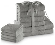 Sivé froté bavlnené uteráky a osušky v súprave 10 ks Amari – Restilo