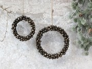 Mosadzný antik kovový nástenný veniec s rolničkami - Ø 13*3cm