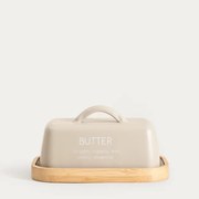 Dóza na maslo FLORA s dreveným podstavcom 762222