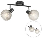 Dizajnové bodové svietidlo čierne s dymovým sklom 2-svetlo - Chico