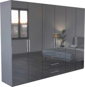 XXXLutz ŠATNÍKOVÁ SKRIŇA, antracitová, antracitová s vysokým leskom, 294/219/59 cm P & B - Skrine - 000885000406
