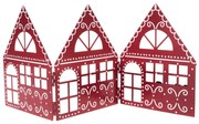 Vianočná kovová dekorácia Three houses červená, 50 x 20 x 2,5 cm
