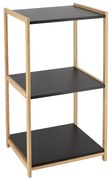 Polička do kúpeľne Black Bamboo 3, čierna/s drevenými prvkami