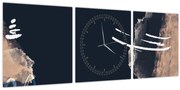 Obraz - Tmavomodrá abstrakcia (s hodinami) (90x30 cm)