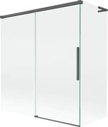 Mexen Rox, L 2-krídlová posuvná vaňová zástena 150 + 70 x 150 cm, 8mm číre sklo, brúsený grafit profil, 8C9L-150-070-66-00