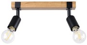 Bodové svietidlo Zuca 2, čierne telo svietidla, (možnosť polohovania), drevo