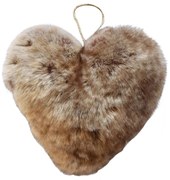 Závesná dekoratívne ozdoba chlpaté hnedé srdce - 15 * 6 * 15cm