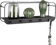 Nástenný vešiak s policou Linda, čierny kov, 50 cm%