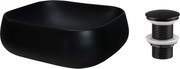 Comad Keramické umývadlo na dosku UN-NIKA-MB 45x40 + výpusť Click-Clack, čierna mat