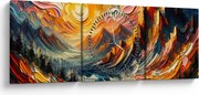 Obraz - Hory zalité slnkom (s hodinami) (90x30 cm)