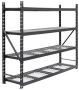 Kovový regál STRONG 183x196x55cm, 4x sieťová polica, 650kg na policu, antracitová farba