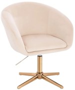 LuxuryForm DESIGN Stolička VENICE VELUR na zlatom kríži - krémová