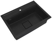 Gamma Quadro 7050, 1-komorový granitový drez 700x500x220 mm, čierna škvrnitá, GMA-ZLE000238